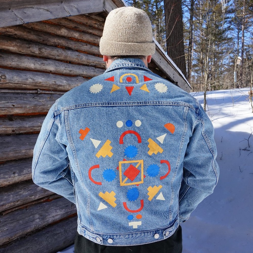 Vintage Gap Jean Jacket. Awesome 80s original back art! Made in the USA. Med?